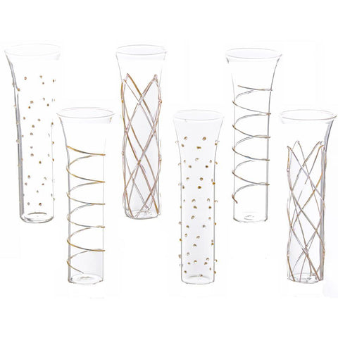 Erica Champagne Flutes with Gold Accents, Set of 6