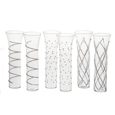 Erica Champagne Flutes with Silver Accents, Set of 6