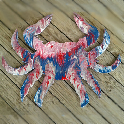 Crab Resin Plaque, Red, White & Blue