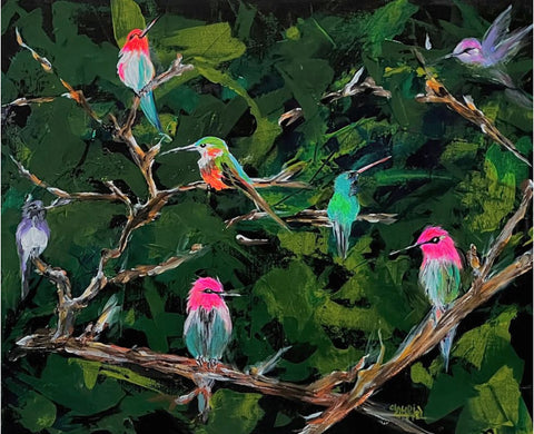 "Where the Hummingbirds Gather" 20"x24" Original Artwork
